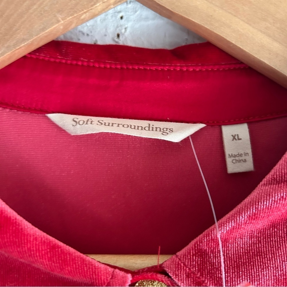 Soft Surroundings Enchanted Velvet Shirt Red Sz XL Whimsigoth - Picture 5 of 6